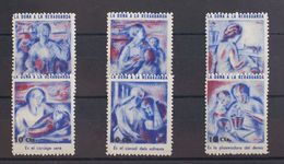 1 (*) Serie Completa, Azul Y Carmín. LA DONA A LA RERAGUARDA. MAGNIFICA. (Guillamón 2310/15) - Spanish Civil War Labels