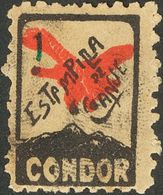 1 * 1 Cts Negro, Rojo Y Verde. ESTAMPILLA DE CANJE, CONDOR. MAGNIFICA Y MUY RARA, NO CATALOGADA EN GUILLAMON. - Spanish Civil War Labels