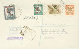 1 SOBRE 23 1937. 1 Pts Negro Y Serie Completa De Canarias (Edifil 8/10). Certificado De PUERTO DE LA LUZ A HAMBURGO (ALE - Other & Unclassified