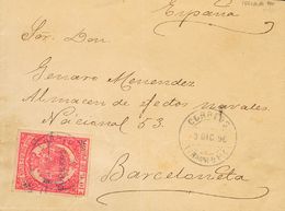 1 SOBRE 41B 1896. 5 Cts Sobre 10 Cts Rosa. Frontal De FERNANDO POO A BARCELONA. Matasello CORREOS / (FERNANDO POO), En A - Other & Unclassified