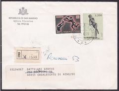 1975 San Marino Saint Marin STORIA POSTALE Busta R.1555 SAN MARINO CASALECCHIO, Affrancata L.300 - Briefe U. Dokumente