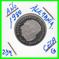 ALEMANIA - GERMANY -MONEDA DE 2.00 DM. THEODOR HEUSS - AÑO 1980- G CALIDAD PROOF S/C - 2 Marcos