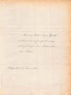 FAIRE PART MARIAGE EUGENE GRADE LUCIE LAINE PHILIPPEVILLE 1868 - Huwelijksaankondigingen