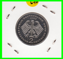 ALEMANIA -GERMANY - MONEDA DE  2.00 DM  AÑO 1982- J - KURT SCHUMACHER  S/C - 2 Mark
