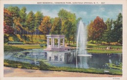 New York Saratoga Springs War Memorial Congress Park Curteich - Saratoga Springs