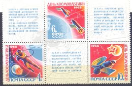 1968. USSR/Russia, Space, Cosmonautics Day, 3v Se-tenant, Mint/** - Unused Stamps
