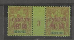 Indo-chine_Millésimes 20c Surch.Canton En Rouge 1893  N°9 - Autres & Non Classés