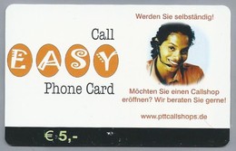 DE.- Duitsland. Call EASY Phone Card.  € 5,00. PTT, Kettwiger Strasse 29, Essen. 2 Scans. - GSM, Voorafbetaald & Herlaadbare Kaarten