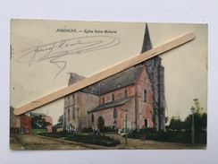 JODOIGNE « ÉGLISE SAINT-MÉDARD « animée ,Panorama ,Colorisée (1908)Édit Martin SANSDRAP (Mercerie )Jodoigne.M. MARCOVIC. - Jodoigne