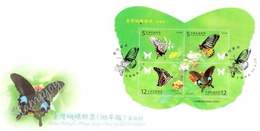 Taiwan Butterflies 2009 Flowers Insect Butterfly Flora (miniature Sheet FDC) *odd Shape *unusual - Brieven En Documenten