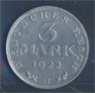 Deutsches Reich Jägernr: 303 1922 J Stgl./unzirkuliert Aluminium 1922 3 Mark Reichsadler Mit Umschrift (7859135 - 3 Marcos & 3 Reichsmark