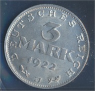 Deutsches Reich Jägernr: 303 1922 J Stgl./unzirkuliert Aluminium 1922 3 Mark Reichsadler Mit Umschrift (7859136 - 3 Mark & 3 Reichsmark