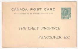 CANADA - Entier Postal - Postal Stationery - Entero Postal - The Daily Province - Vancouver BC - 1903-1954 De Koningen