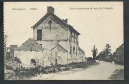 +++ CPA - RENINGE - RENINGHE - Ruines - Guerre - Ecole Communale Et Route De Dixmude    // - Lo-Reninge