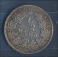 Deutsches Reich Jägernr: 16 1907 E Vorzüglich Silber 1907 1/2 Mark Großer Reichsadler Im Eich (7859362 - 1/2 Mark