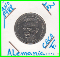 ALEMANIA -GERMANY - MONEDA DE  2.00 DM  AÑO 1988-F - KURT SCHUMACHER - 2 Mark