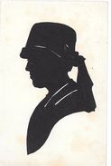 FEMME AU CHAPEAU D'AMAZONE, Bandeau    -  SILHOUETTE De PAPIER DECOUPE   Carte Des Années 1900 - Scherenschnitt - Silhouette