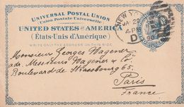 Etats Unis Entier Postal Pour La France 1890 - ...-1900
