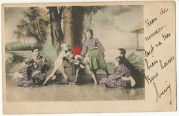 Lutte Wrestling Jeune Enfants Nus Au Japon Hand Colored Sumo P. Used Shanghai Type Blanc Chine Bureau Français - Lutte