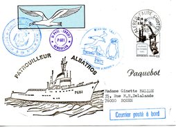 FRANCE. Enveloppe Commémorative Ayant Circulé En 1985. Le Patrouilleur "Albatros". Oblitération Alfred Faure - Crozet. - Polar Ships & Icebreakers