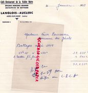 36- MERS SUR INDRE - RARE LETTRE LANGLOIS AUCLERC-CAFE RESTAURANT DE LA VALLEE NOIRE-EPICERIE BATTAGES- 1959 - Artesanos