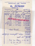 23- GENOUILLAC- RARE FACTURE G. PEYROT -MATERIAUX CONSTRUCTION QUINCAILLERIE FERS CHARBONS-1958 - Straßenhandel Und Kleingewerbe