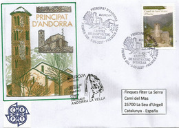 EUROPA 2017 ANDORRA, Château De Sant Vicenç,oblitération FDC Illustrée De La Poste + Correus,sur Lettre Adressée Espagne - 2016