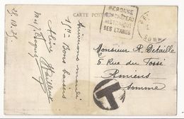 Carte Postale De Péronne à Amiens - 1935 - Timbre Décollé - Gros Cachet T (document Taché En Bas) - 1859-1959 Briefe & Dokumente