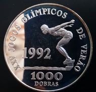 SAINT THOMAS & PRINCE ISLAND 1000 DOBRAS SILVER PROOF "OLYMPIC GAMES 1992" Free Shipping Via Registered Air Mail - Sao Tome En Principe