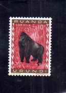 RUANDA URUNDI 1959 1961 FAUNA GORILLA ANIMALS SCIMPANZE' ANIMALI CENT. 10 C MH - Unused Stamps