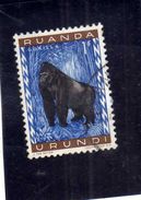 RUANDA URUNDI 1959 1961 FAUNA GORILLA ANIMALS SCIMPANZE' ANIMALI 1F USATO USED OBLITERE' - Ongebruikt