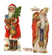 2 Chromos Découpi L & B, Père Noel, Weihnachten, Sapin, Hauteur: Env.: Env. 11,5 Cm - Motif 'Noel'