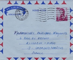 HONG-KONG  : Aérogramme Pour La France - Briefe U. Dokumente