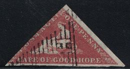 CAP DE BONNE-ESPERANCE - TRIANGULAIRE - N°1 - 1p ROUGE SIGNATURE CALVES - COTE 275€ - TIMBRE COURT D'UN COTE (R). - Kaap De Goede Hoop (1853-1904)