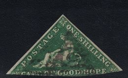 CAP DE BONNE-ESPERANCE - TRIANGULAIRE - N°6 - 1S VERT  SIGNATURE CALVES - COTE 750€ - TIMBRE COURT  (R). - Cap De Bonne Espérance (1853-1904)