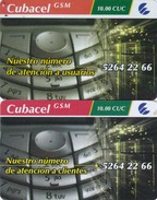 Cuba, Cubacel GSM, 2 Cards With Different Backs (CN Up And Down), 2 Scans . - Cuba