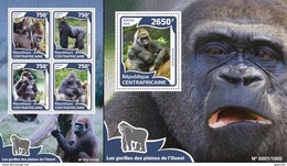 Centrafrica 2016, Animals, Gorillas, 4val In BF +BF - Gorilla