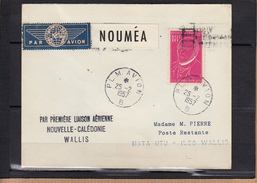 Lettre  Cachet P.L.M. AVIATION Le 25 2 1957 " NOUMEA " 1ere Liaison Aer NOUVELLE-CALEDONIE  WALLIS - 1960-.... Lettres & Documents