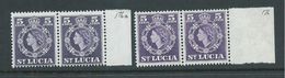 St Lucia 1953 QEII Definitives 5c Both Shades MNH Marginal Pairs - St.Lucia (...-1978)