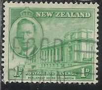 NEW ZEALAND NUOVA ZELANDA 1946 KING GEORGE VI RE GIORGIO PARLIAMENT HOUSE WELLINGTON PARLAMENTO PENNY 1p USATO USED - Oblitérés