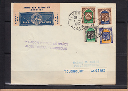 Lettre  1ere Liaison Postale AIR-FRANCE " ALGER-BISKRA-TOUGGOURT " Cachet ALGER Le 1 11 1952 - 1960-.... Briefe & Dokumente