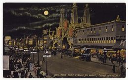 Coney Island NY, Luna Park, Surf Avenue By Night C1910s Vintage Postcard S8867 - Long Island