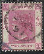 HONG KONG 1882 1902 QUEEN VICTORIA REGINA VITTORIA CENT. 2c CARMINE(1884) USATO USED OBLITERE' - Usados