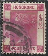 HONG KONG 1882 1902 QUEEN VICTORIA REGINA VITTORIA CENT. 4c CAR ROSE(1900) USATO USED OBLITERE' - Gebruikt