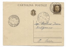 CARTOLINA POSTALE TIMBRO PISA S.CROCE SULL'ARNO  1939  VIAGGIATA FG  ( LIEVE PIEGA AL CENTRO ) - Historia