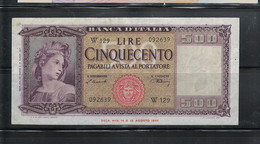 ITALIA 1947 500 LIRE CIRCULATED, NO PIN HOLES, HAS FOLDS - 500 Liras