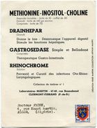 FRANCE IMPRIME PHARMACEUTIQUE DES LABORATOIRES MARTIN A CLERMONT-FERRAND POUR UN MEDECIN EN ALGERIE - 1953-1960