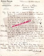 36- CHATEAUROUX- RARE LETTRE MANUSCRITE SIGNEE BODIN PAULIN-REPRESENTANT COMMERCE-14 RUE DU MARCHE-1920 - Artesanos