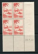 MAROC- Y&T N°197- En Bloc De Quatre, Coin Daté Du 23/7/40- 2 Timbres Neufs Sans Charnière ** Et 2 Neufs Avec Charnière * - Unused Stamps