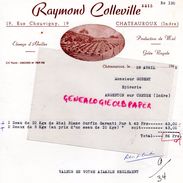 36- CHATEAUROUX- RARE FACTURE RAYMOND COLLEVILLE- ELEVAGE ABEILLES-APICULTURE-MIEL-GELEE ROYALE-1965 APICULTEUR - Artesanos